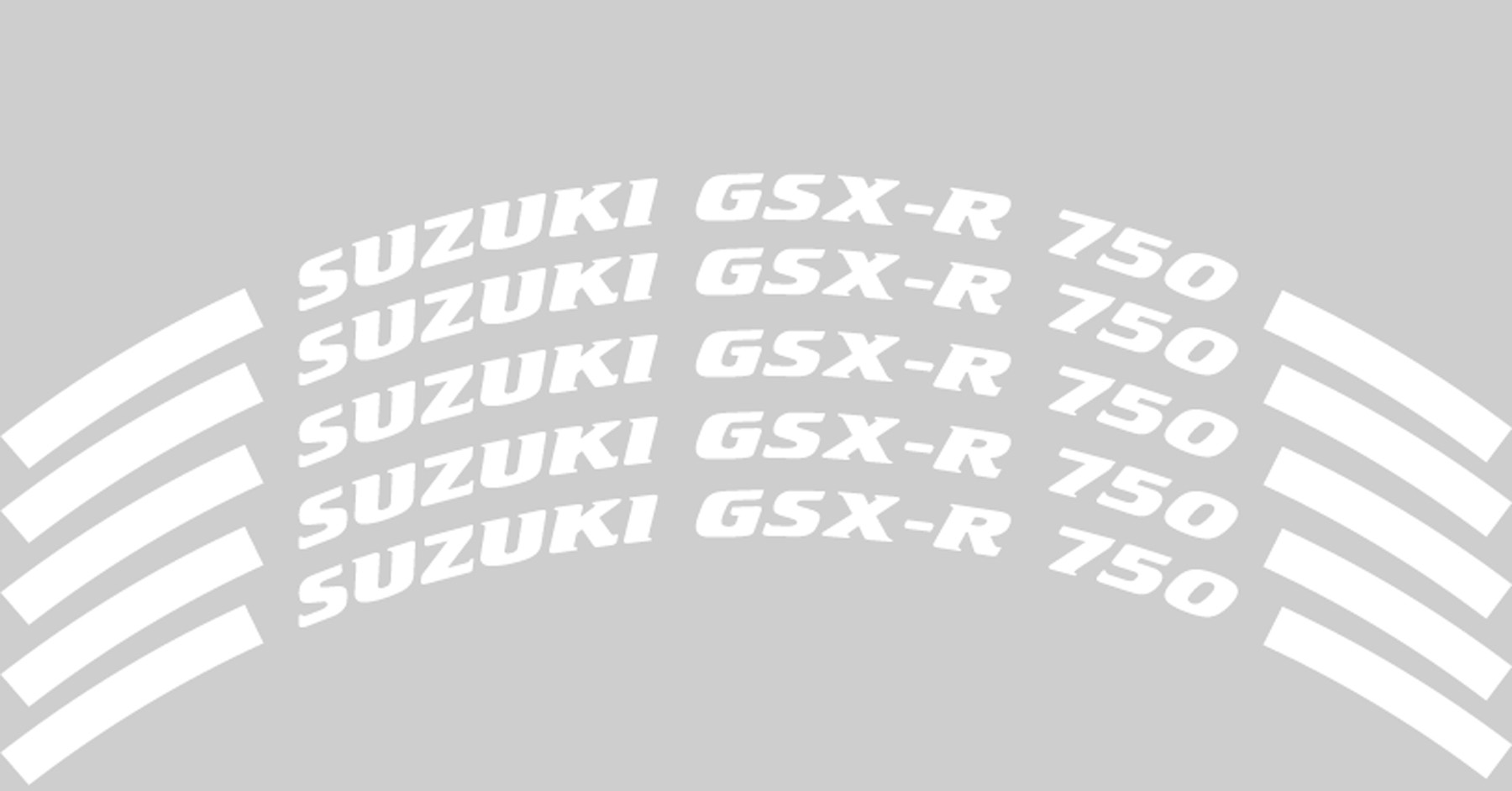 Schriftzug für Felgenrand, 9 mm, \"Suzuki GSX-R 750\", weiß