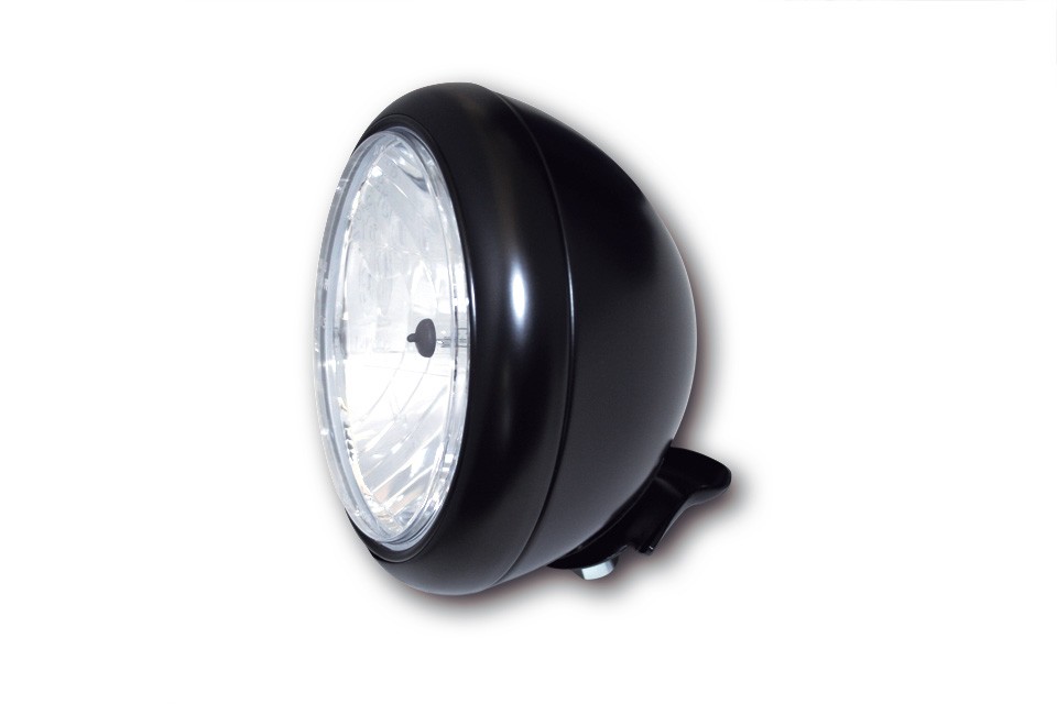 SHIN YO 7 Zoll HD-STYLE Scheinwerfer, klares Glas (Prismenreflektor), schwarz glänzend,