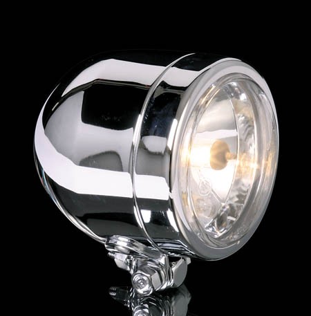 SHIN YO Chromscheinwerfer 90mm, mit unterer Befestigung, Abblendlicht