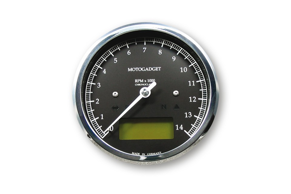 motogadget Chronoclassic Drehzahlmesser -14.000 U/min, grüne LCD Anzeige