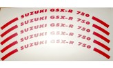Schriftzug für Felgenrand, 9 mm, \"Suzuki GSX-R 750\", rot