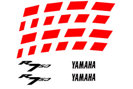 Vorgekrümmte Felgenbettaukleber für Yamaha YZF 750 R, glänzend rot / schwarz