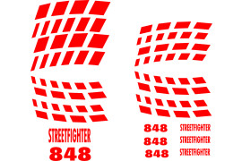 Vorgekrümmte Felgenbettaufkleber für Ducati 848 Streetfighter, glänzend rot.